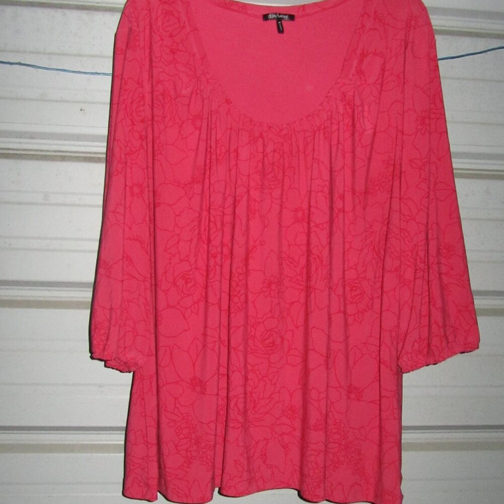 3X Plus Size Daisy Fuentes Pink Floral Summer Womens Top shirt